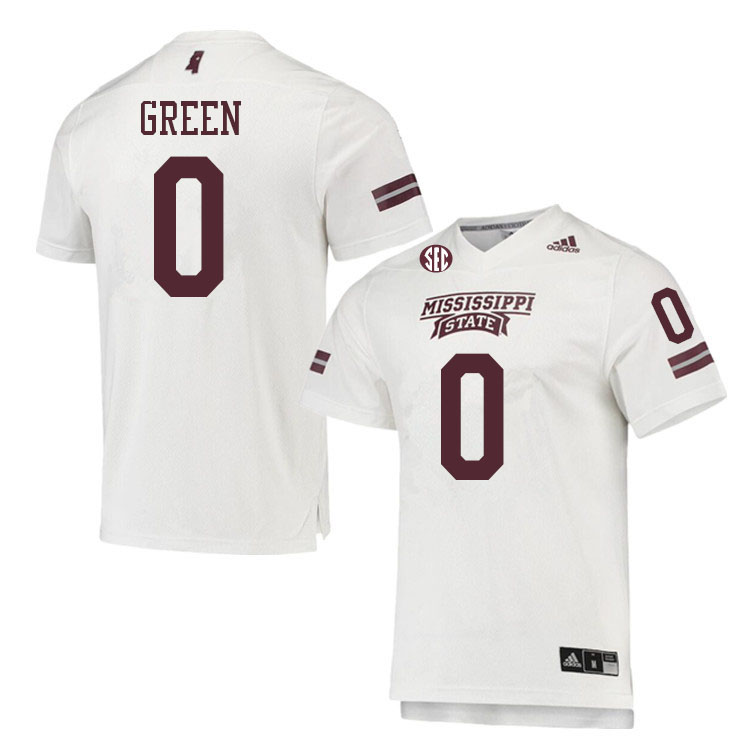 Men #0 Jalen Green Mississippi State Bulldogs College Football Jerseys Sale-White - Click Image to Close
